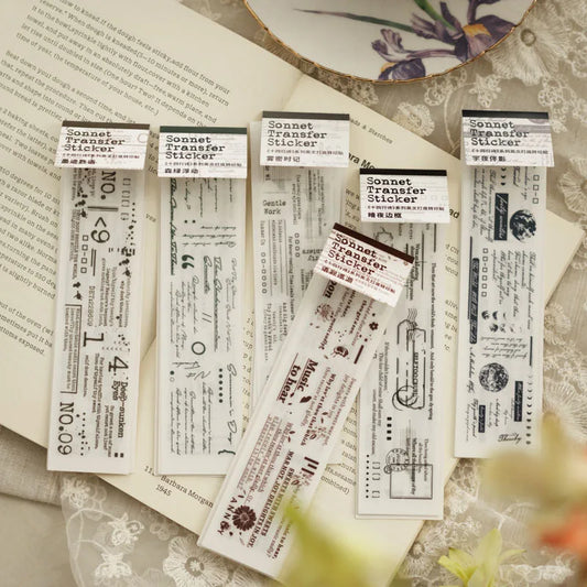 Vintage Sonnet Poem Rub-On Stickers — Junk Journal Supplies