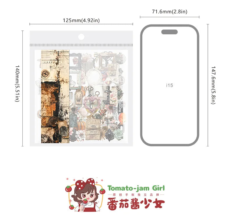 100pcs/1lot Kawaii Scrapbook Sticker Old Object Chronicles Junk Journaling Diary Decorative Stickers Scrapbooking Stickers