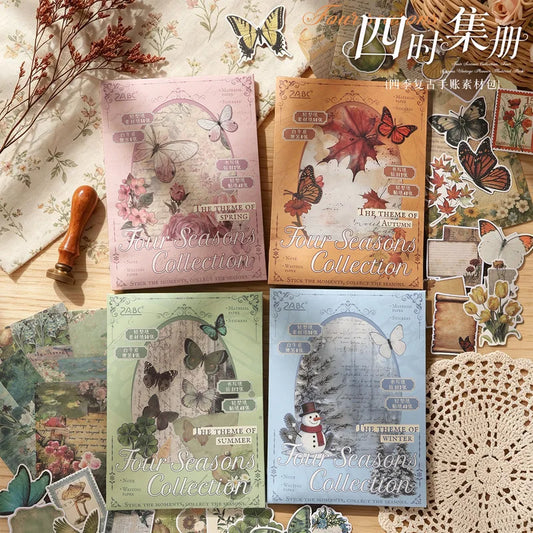 Vintage Stickers & Scrapbook Paper Set — 100 Sheets Junk Journal Kit