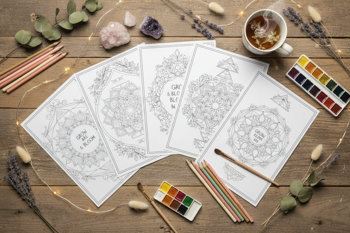 Colouring Pages Bundle Flat Lay