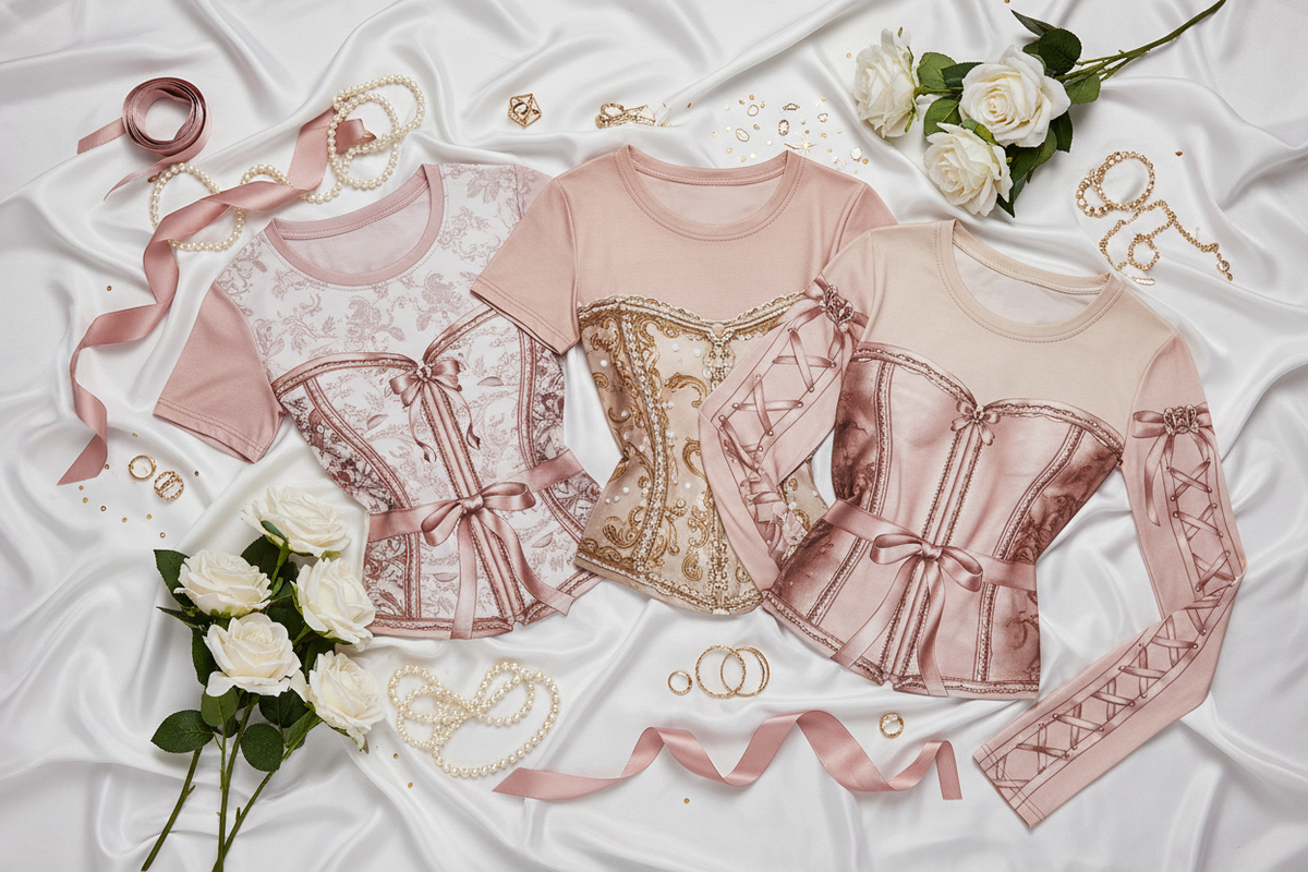 Elegant Corset Print T-Shirts