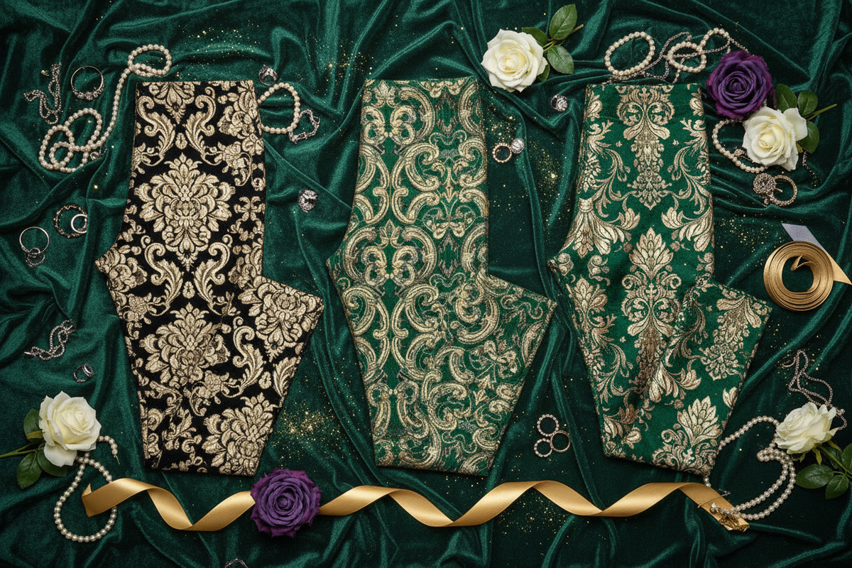 Elegant Leggings — Emerald & Gold