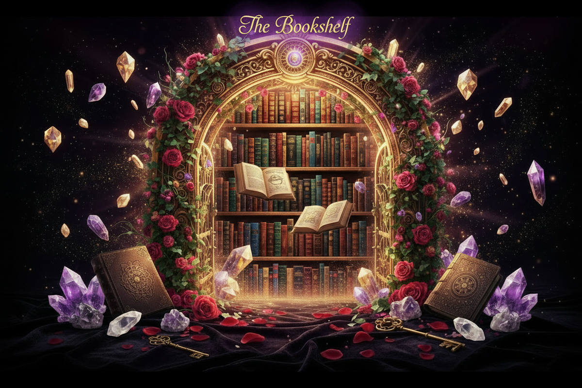 The Bookshelf — enchanted golden arch bookshelf in Darlings Wonderland style