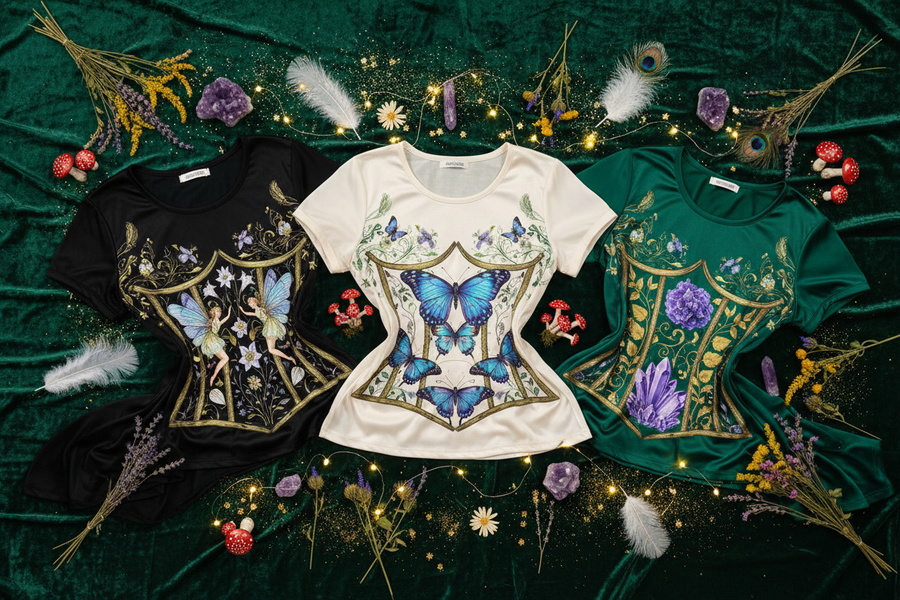 Whimsical Corset Couture T-Shirts