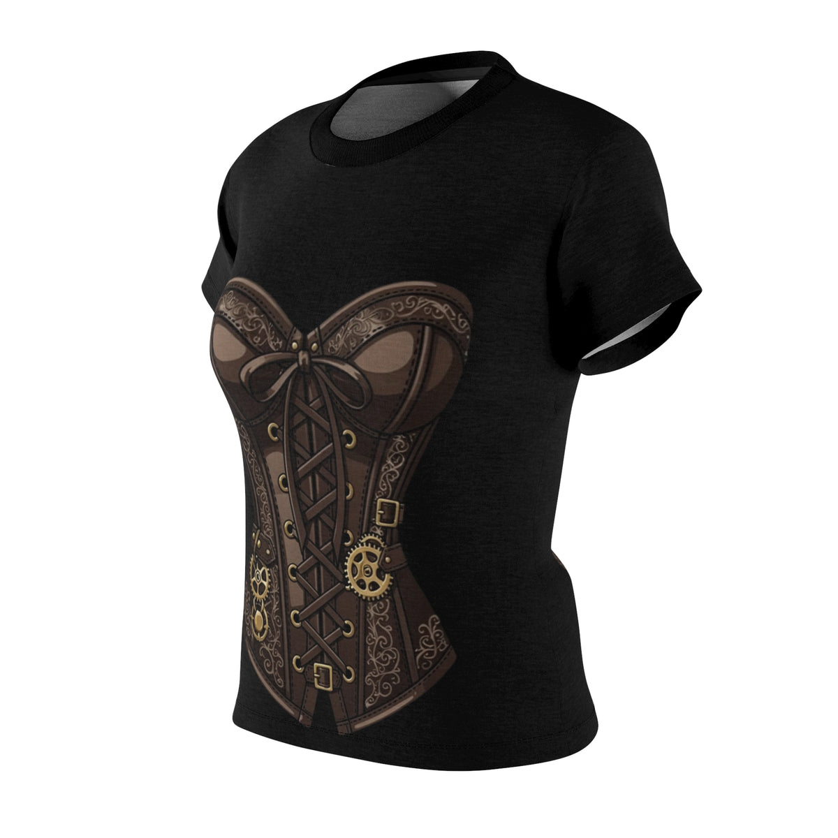 Steampunk Corset Graphic Tee — Women's Cut & Sew Shirt