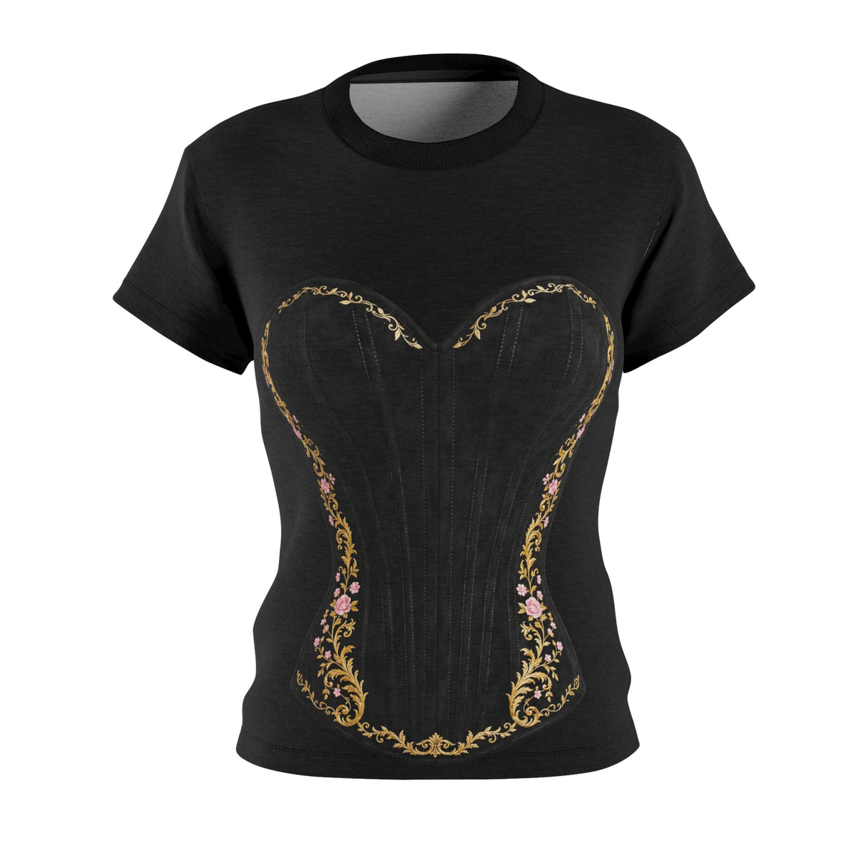 Wonderland Royale™ Elegant Velvet Gold & Pink Victorian Motif Corset Couture