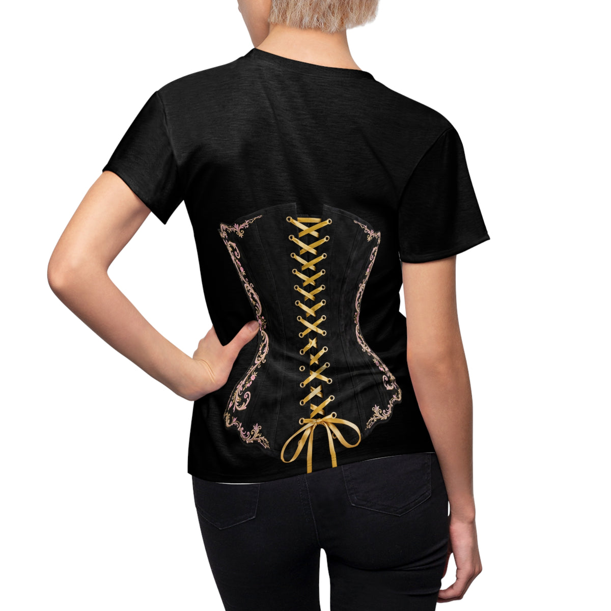 Wonderland Royale™ Elegant Velvet Gold & Pink Victorian Motif Corset Couture