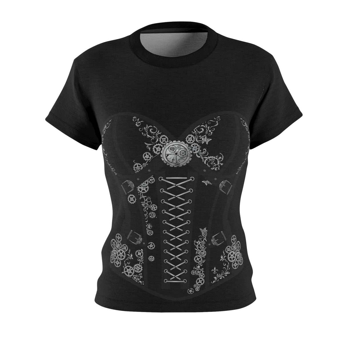 Steampunk Clockwork Couture Lace-Up Corset T-Shirt