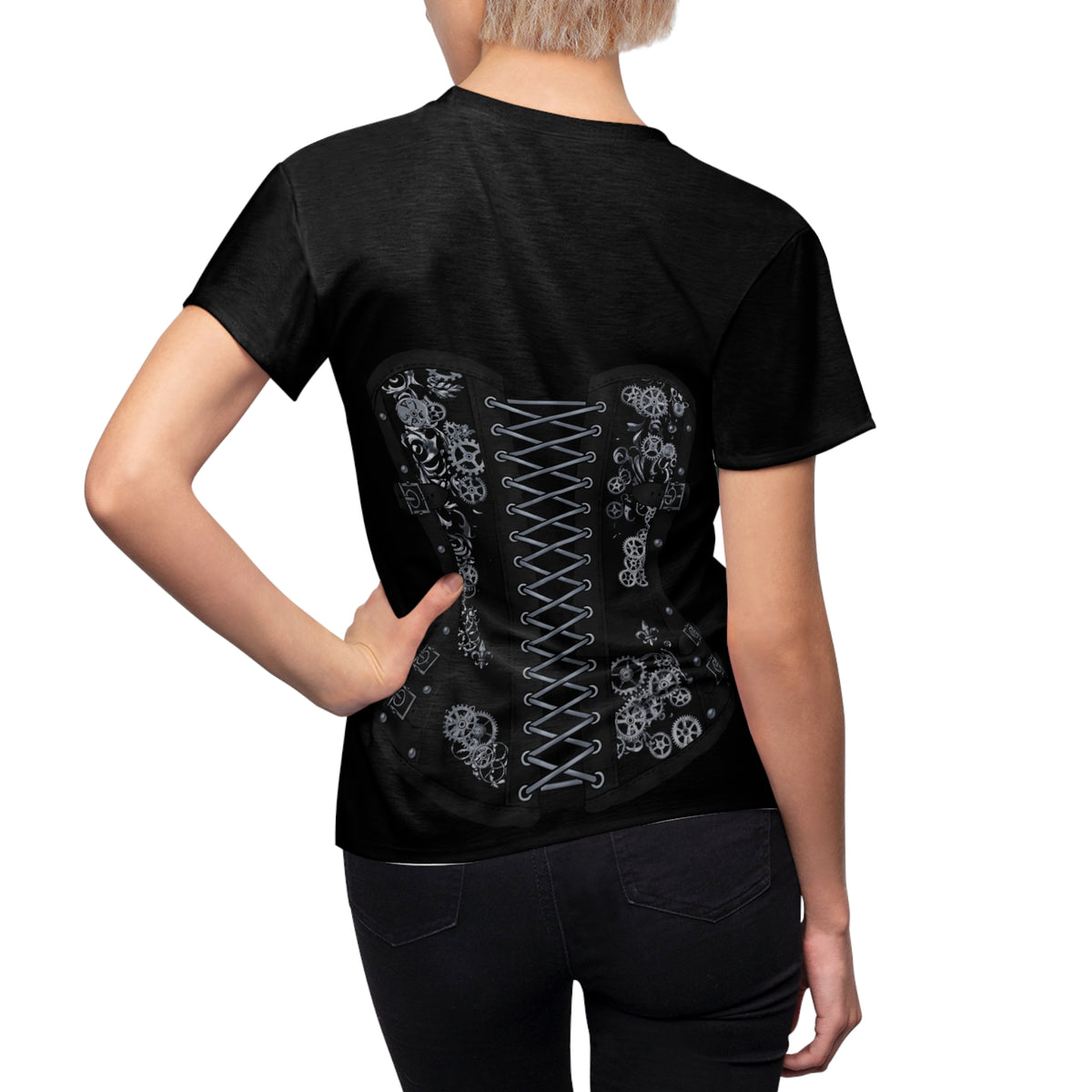 Steampunk Clockwork Couture Lace-Up Corset T-Shirt