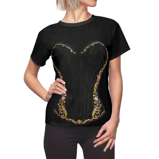 Wonderland Royale™ Elegant Velvet Gold & Pink Victorian Motif Corset Couture