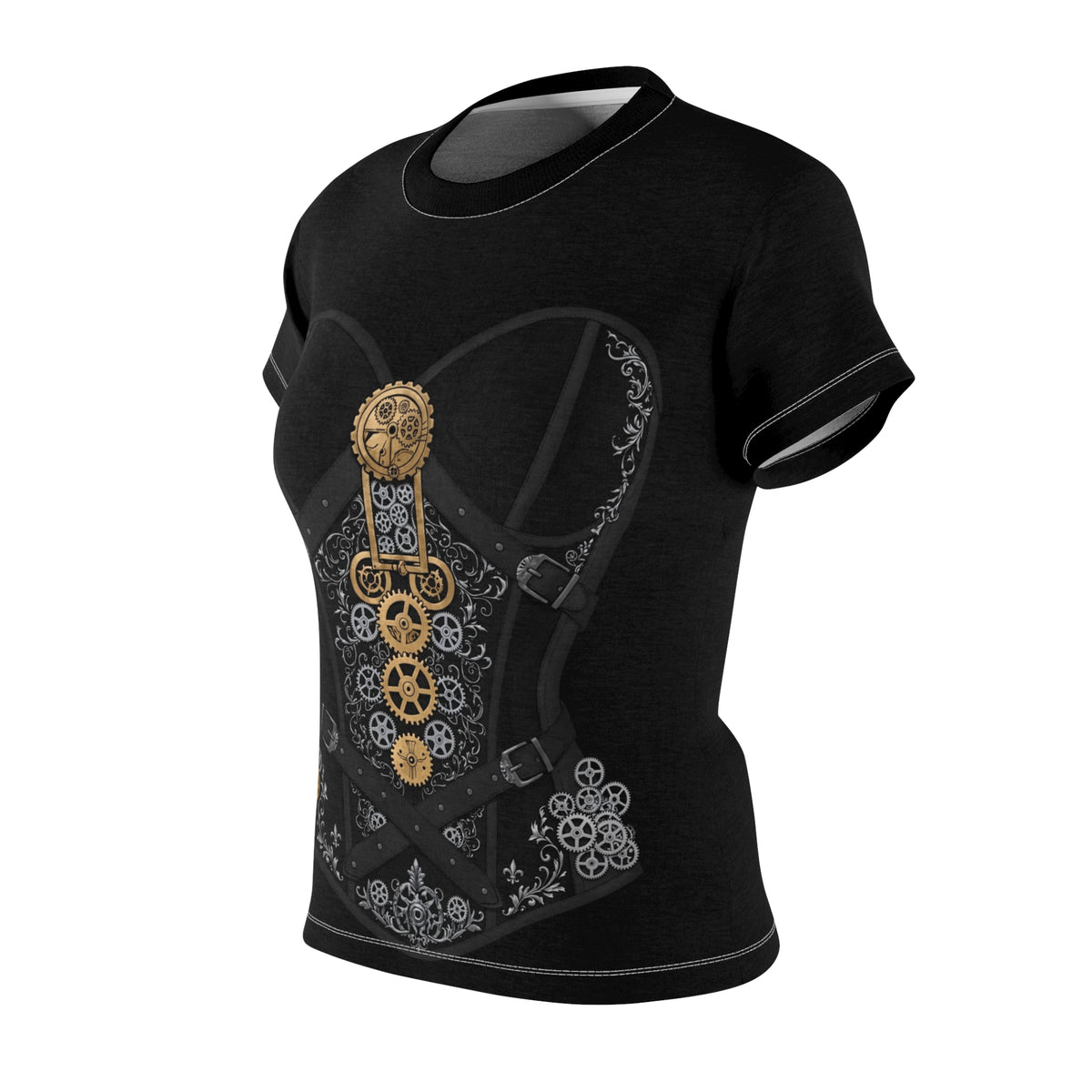 Steampunk Corset Graphic Tee — Women's Cut & Sew