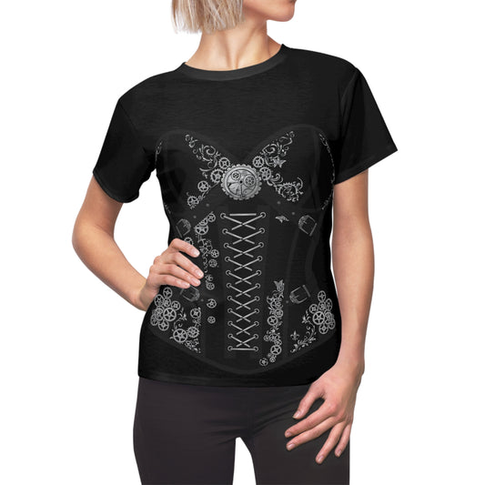 Steampunk Clockwork Couture Lace-Up Corset T-Shirt
