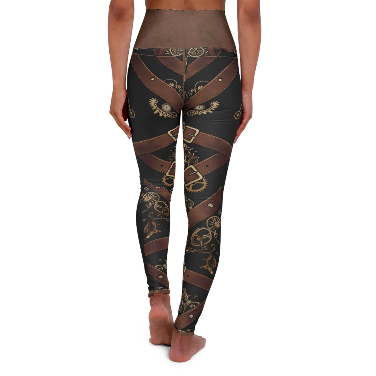 Steampunk Leather Strap High-Waist Yoga Leggings