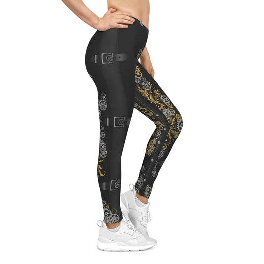 Steampunk Gear Print Leggings — Women’s Gothic  Leggings