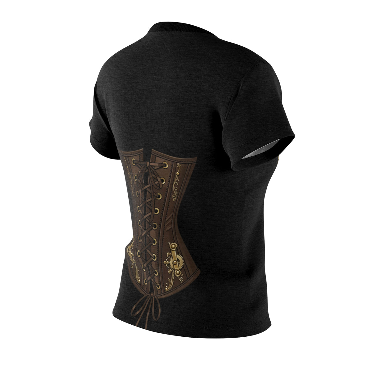 Steampunk Clockwork Leather print Corset Graphic Tee