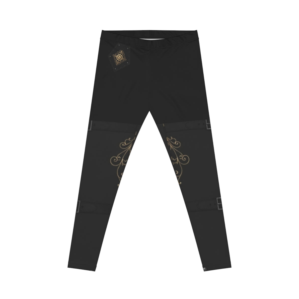 Mystic Gold Mandala Leggings — Women's Black Patterned Yoga Leggings