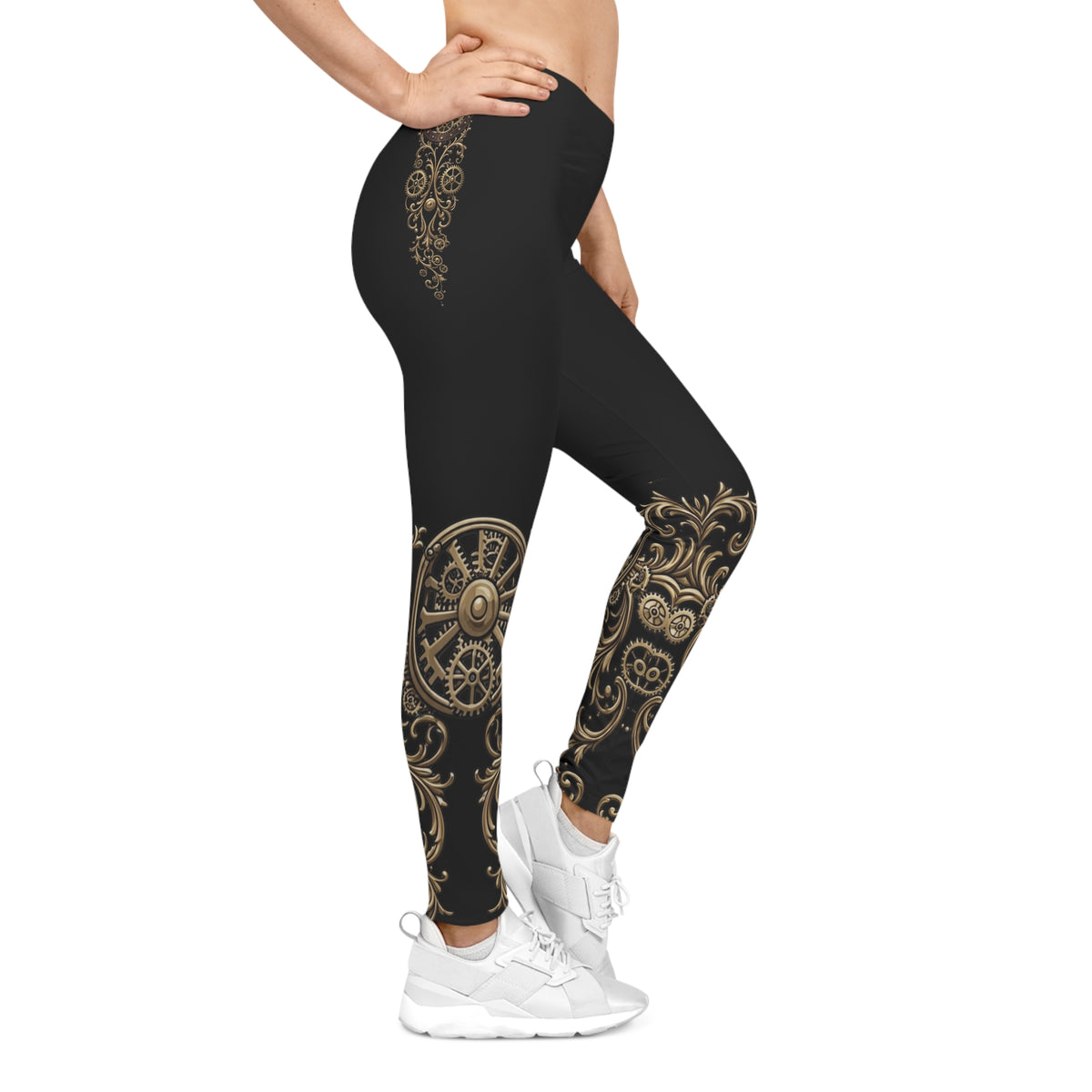 Steampunk Gear & Leather Strap Leggings —  Gothic Cosplay