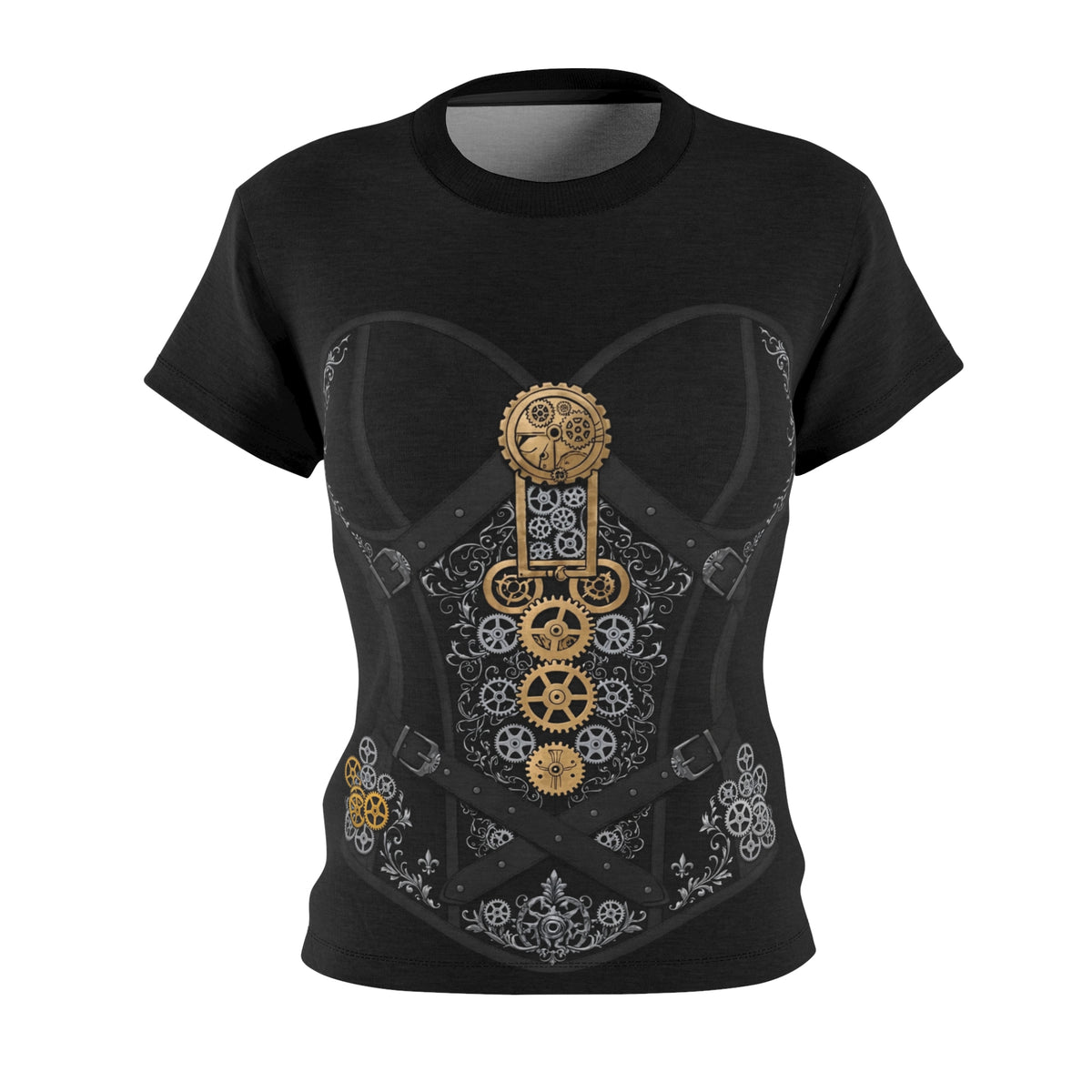 Steampunk Corset Graphic Tee — Women's Cut & Sew