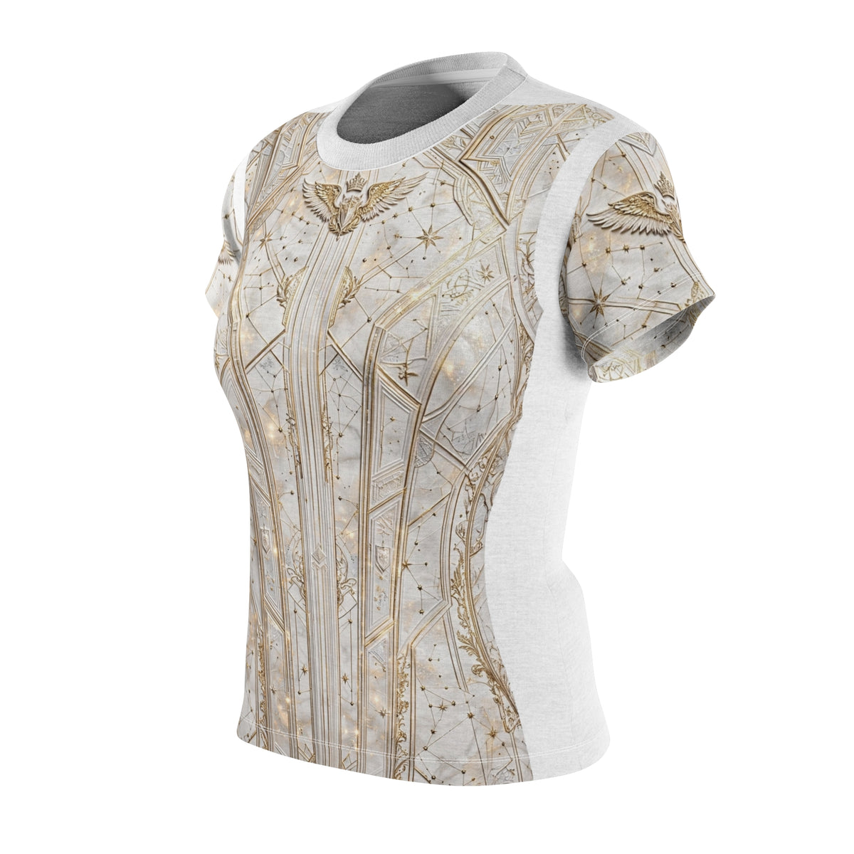 Divine Cadet Celestial Gold Futuristic Corset Print Tee
