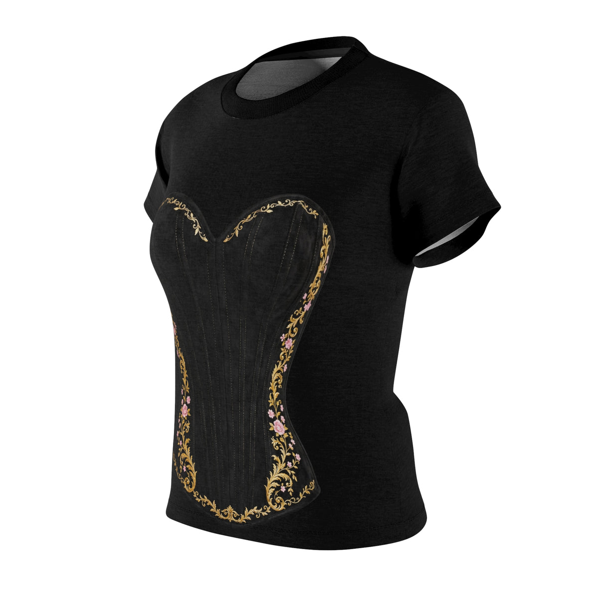 Wonderland Royale™ Elegant Velvet Gold & Pink Victorian Motif Corset Couture