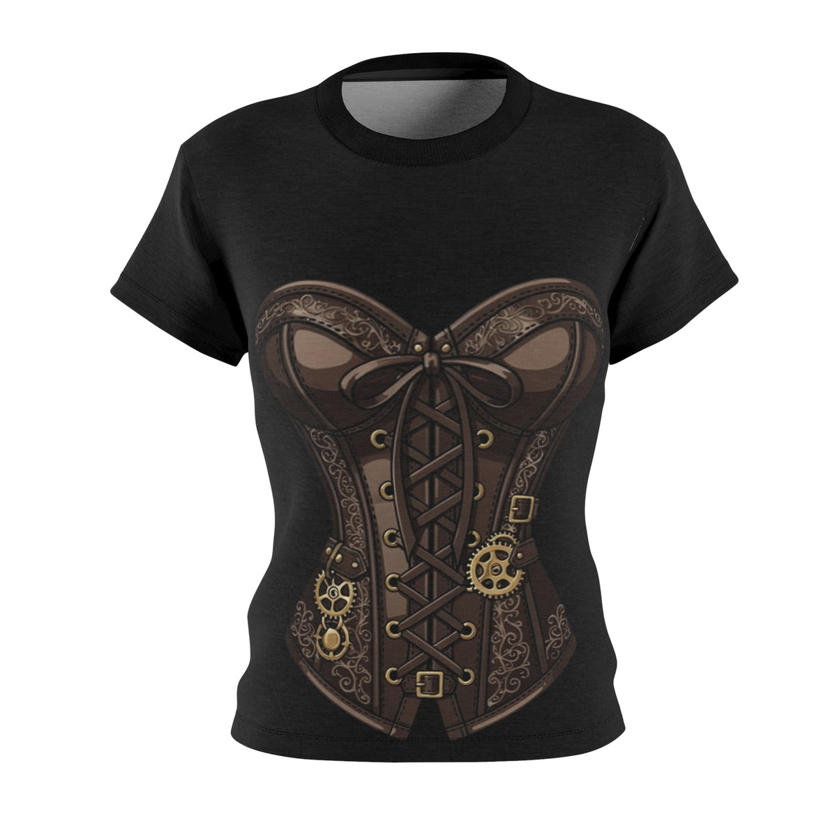 Steampunk Corset Graphic Tee — Women's Cut & Sew Shirt