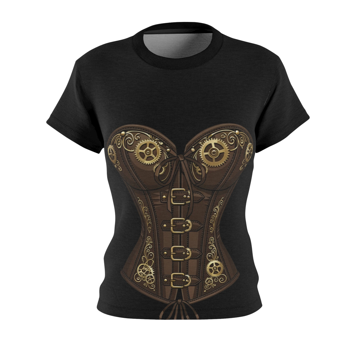 Steampunk Clockwork Leather print Corset Graphic Tee