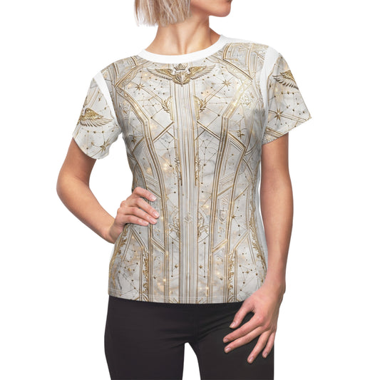 Divine Cadet Celestial Gold Futuristic Corset Print Tee