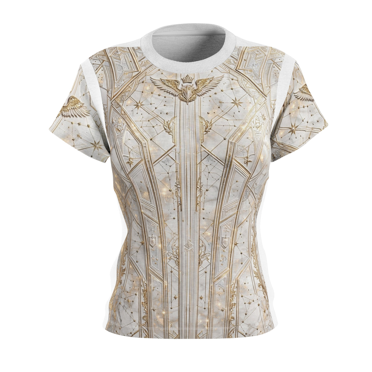 Divine Cadet Celestial Gold Futuristic Corset Print Tee