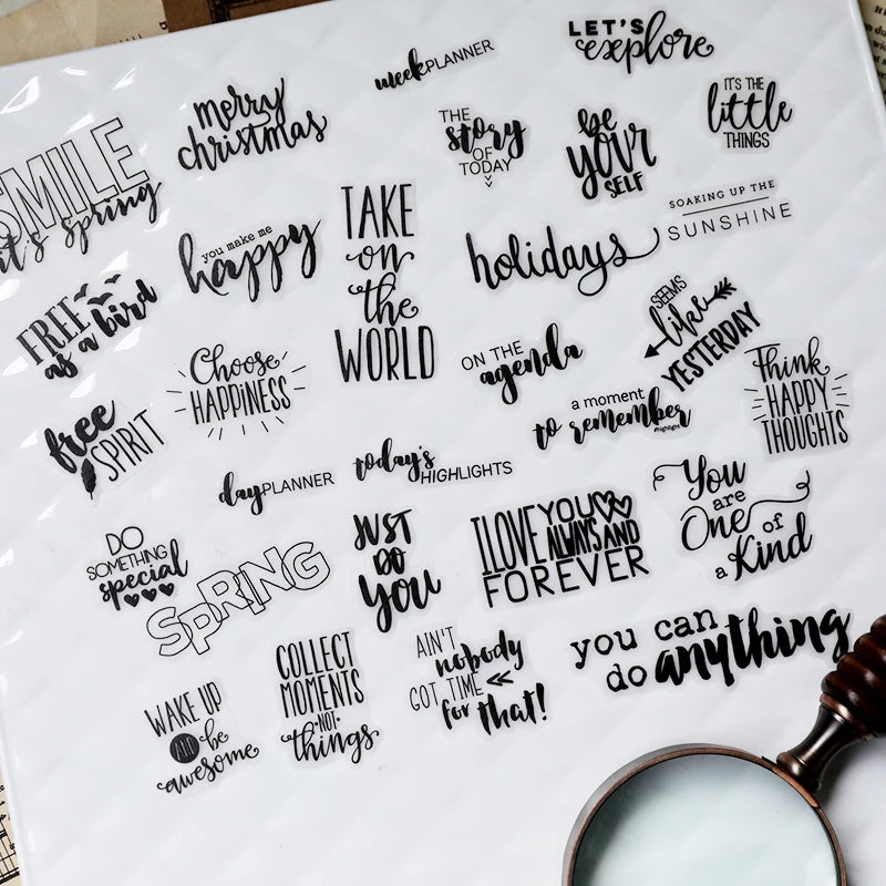 90 Pieces Black Words Phrase Stickers Junk Journal Decorative Words Label Craft Stickers DIY Diary Album Scrapbooking Material