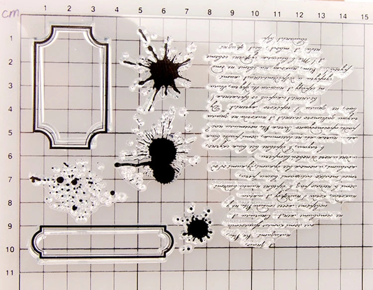 Handwriting Drop Ink Mark Art Scrapbooking Clear Stamps for Junk Journal Background Decoration Craft Supplies Paragraph Design