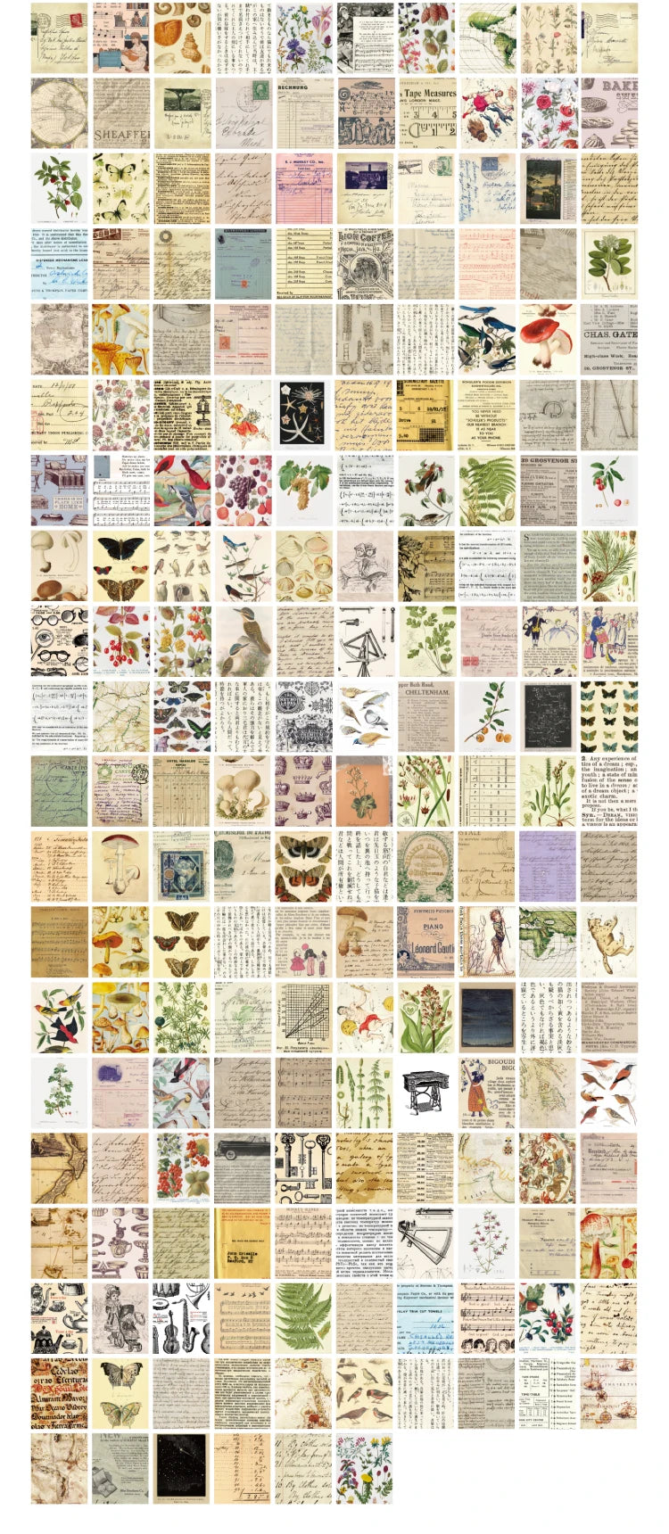 50-366pcs Craft Vintage Scrapbooking Paper Kawaii Art Junk Journal Deco Sticker Natural Collection DIY Material Paper