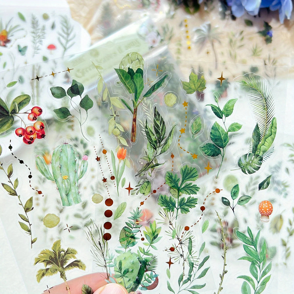 8 Sheets PET Leaf Scrapbooking Sticker Junk Journal  Hand Account Stickers Decor Scrapbooking Collage Junk Journal Decor Sticker