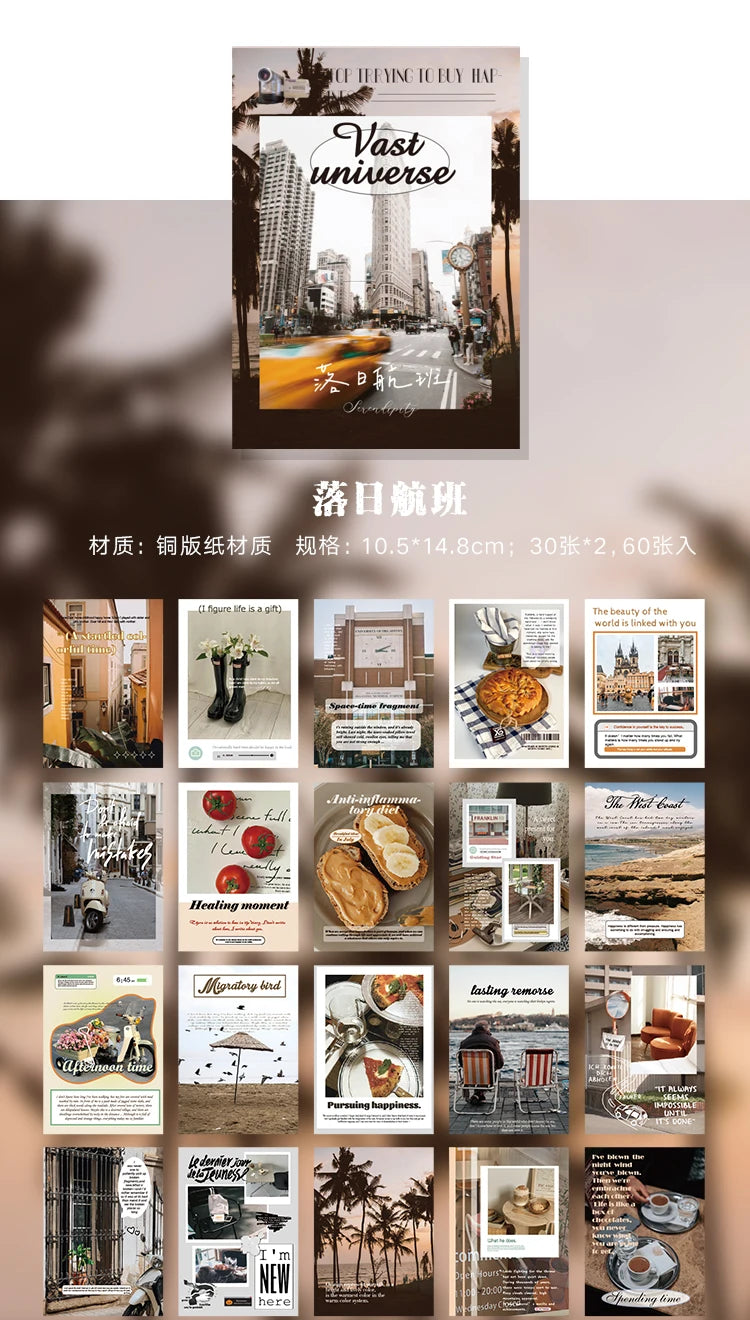 60 sheets INS Landscape Scrapbooking Collage Junk Journal School Stationery Supplies Aesthetic Decorate Planner Background Paper