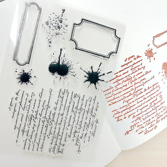 Handwriting Drop Ink Mark Art Scrapbooking Clear Stamps for Junk Journal Background Decoration Craft Supplies Paragraph Design