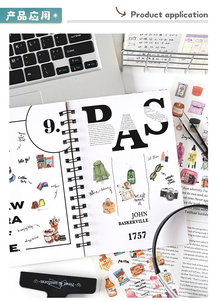 6/36 Sheets Cute Magazine Scrapbooking Stickers Book DIY Junk Journal Material Decoration Album Diary Stationery supplies
