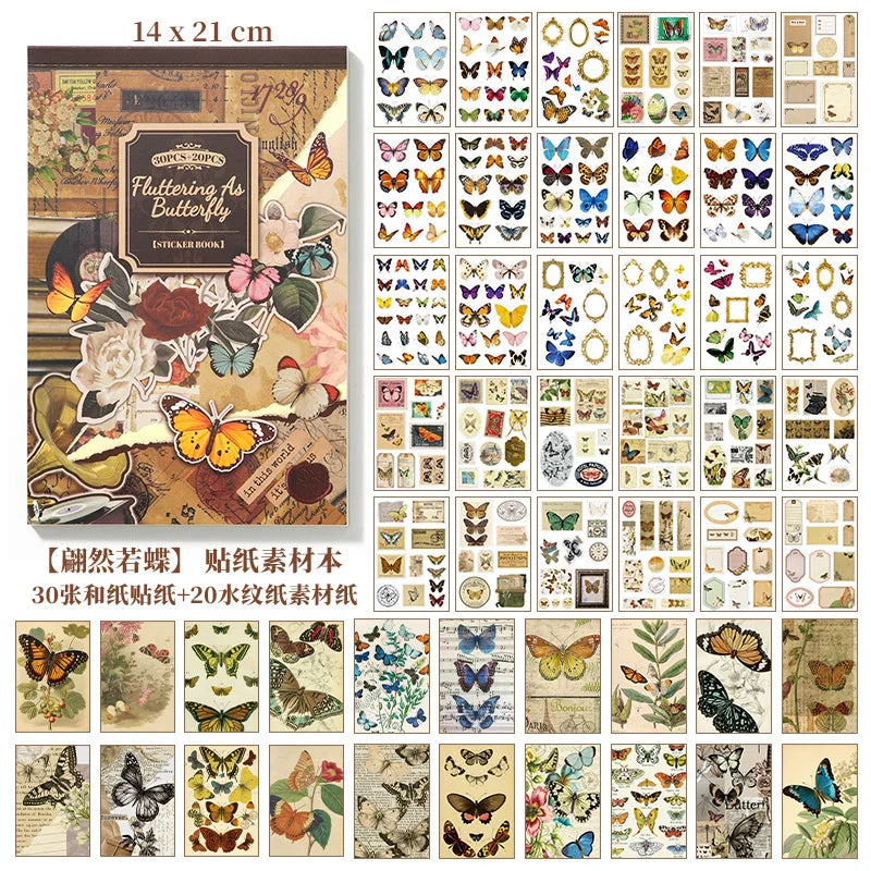 2 styles 50 pcs Vintage theme Collage stickers Scrapbooking Material handmade Diary Album  Junk Journal Supplies