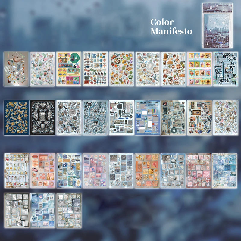 30 Sheets Vintage Washi Stickers Book for Adults, Junk Journal Book with Film Stickers Bullet Journaling Scrapbook Supplies