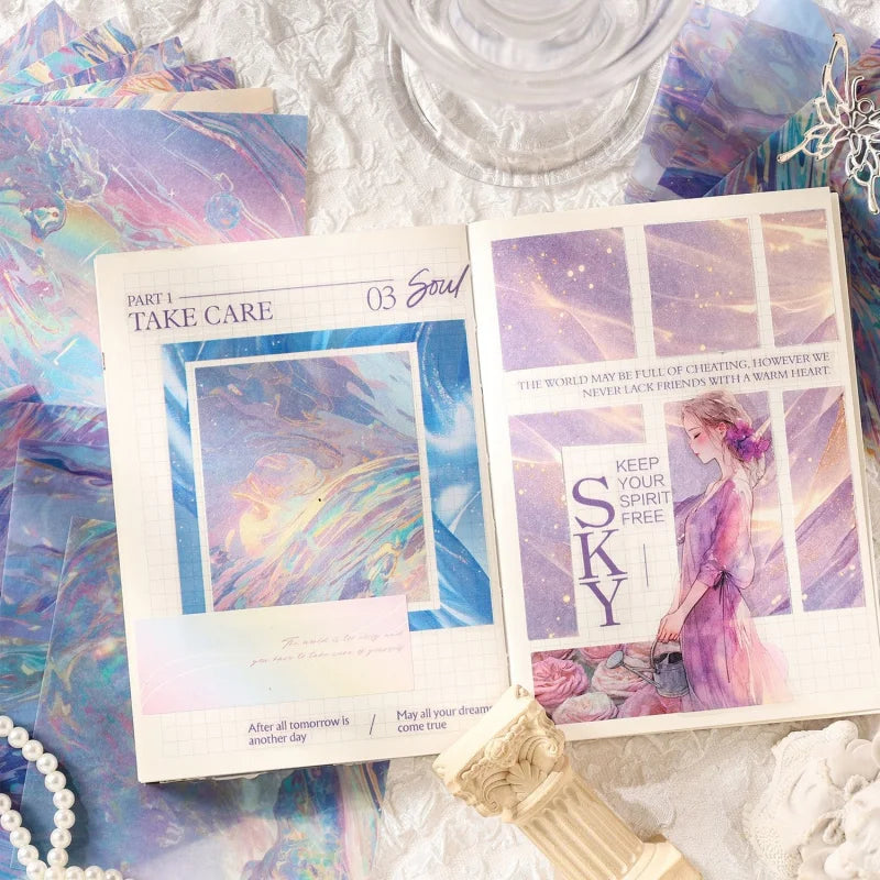25pcs/pack Water Wave Gradient Material Paper Vintage Scrapbooking Junk Journal DIY Craft Background Paper
