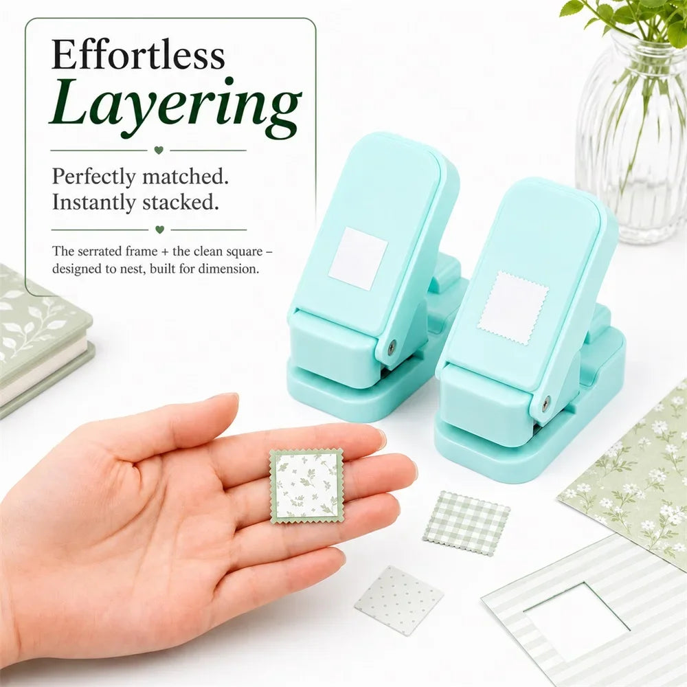 Layering Serrated-Edge Square Paper Punches for Junk Journal & Scrapbooking, Nesting Postage Stamp Style Craft Punches 2026