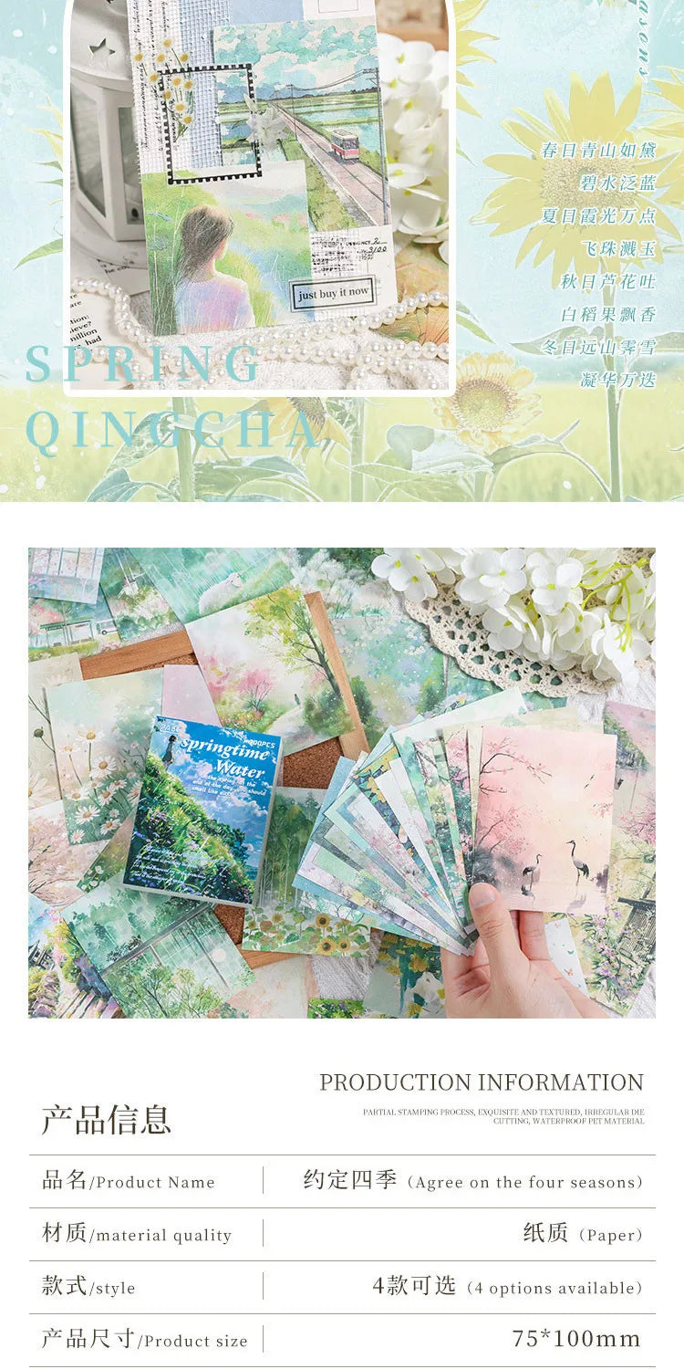 200sheets Scrapbook Paper Junk Journal Supplies Landscape Series DIY Scrapbooking Collage Craft Background Stationery Paper