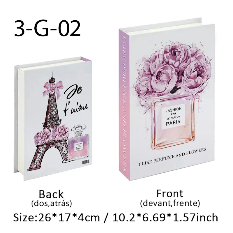 Perfume Luxury Fake Book Storage Box Interior Decoration Paris Decorative Books Design Ornament Coffee Table Shelf Home Decor