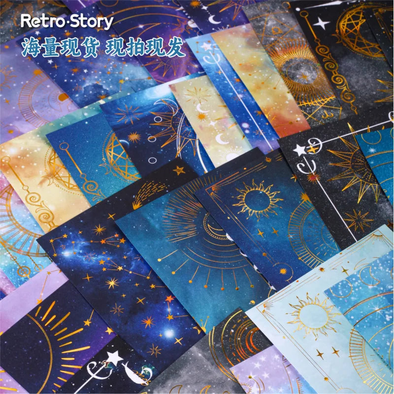 1pack/10Pcs Starry Dome Decor Paper, Dreamy Cosmic Night Sky, Aesthetic Journal Collage Base Paper