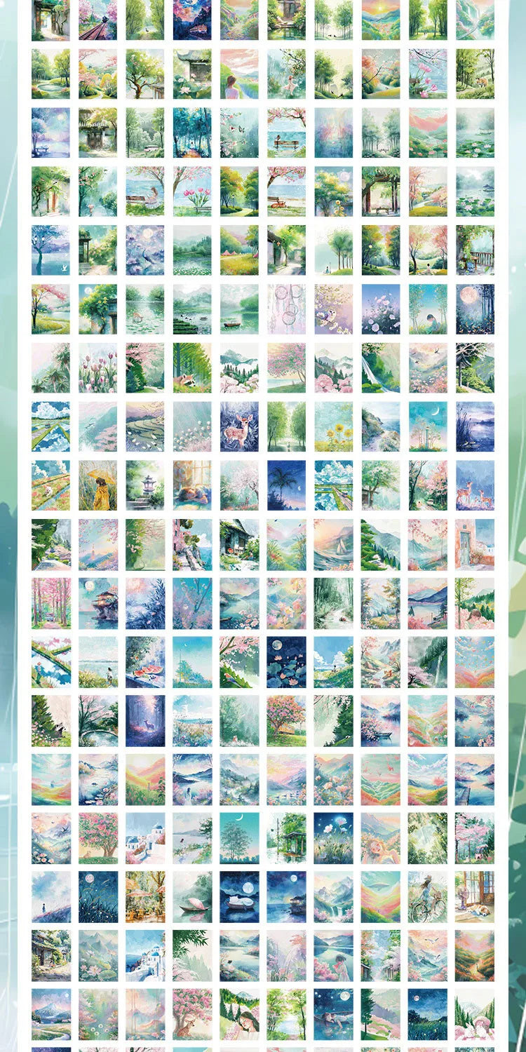200sheets Scrapbook Paper Junk Journal Supplies Landscape Series DIY Scrapbooking Collage Craft Background Stationery Paper