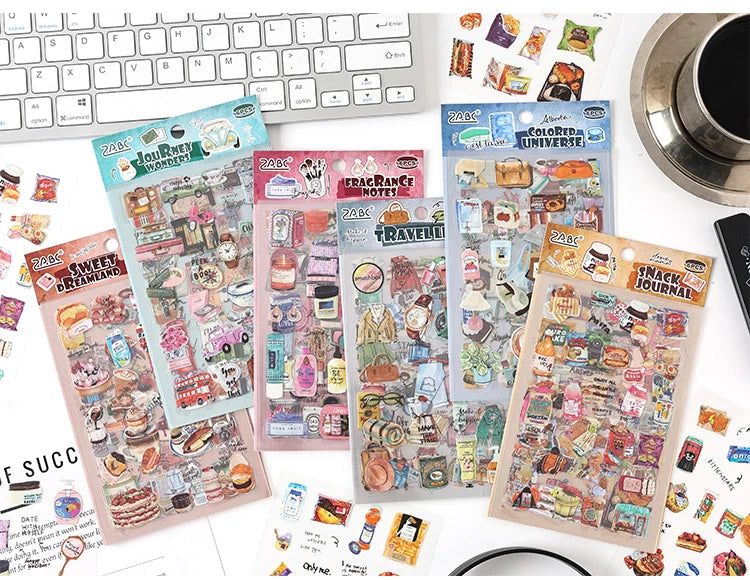 6/36 Sheets Cute Magazine Scrapbooking Stickers Book DIY Junk Journal Material Decoration Album Diary Stationery supplies