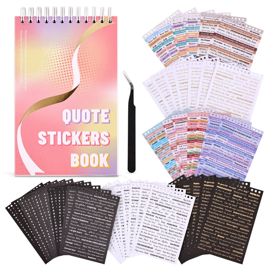3000+ Pcs Word Stickers for Journaling, 50 Sheets Quote Sticker Gold Foil Art Scrapbook Stickers for Junk Journal