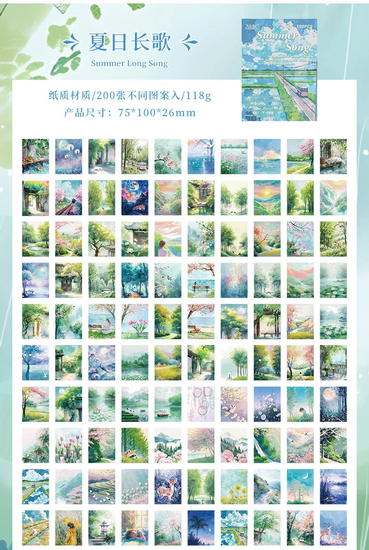200 Sheets Beautiful Four Seasons Scenery Paper, all seasonal views for journal background collage