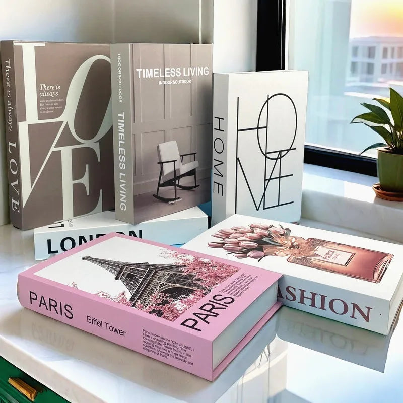 Perfume Luxury Fake Book Storage Box Interior Decoration Paris Decorative Books Design Ornament Coffee Table Shelf Home Decor