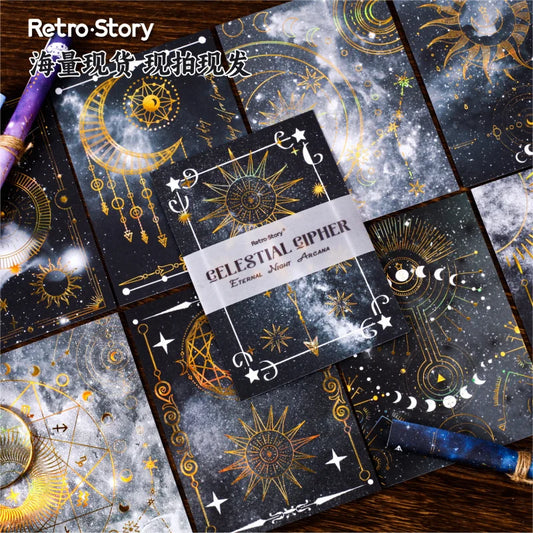 1pack/10Pcs Starry Dome Decor Paper, Dreamy Cosmic Night Sky, Aesthetic Journal Collage Base Paper