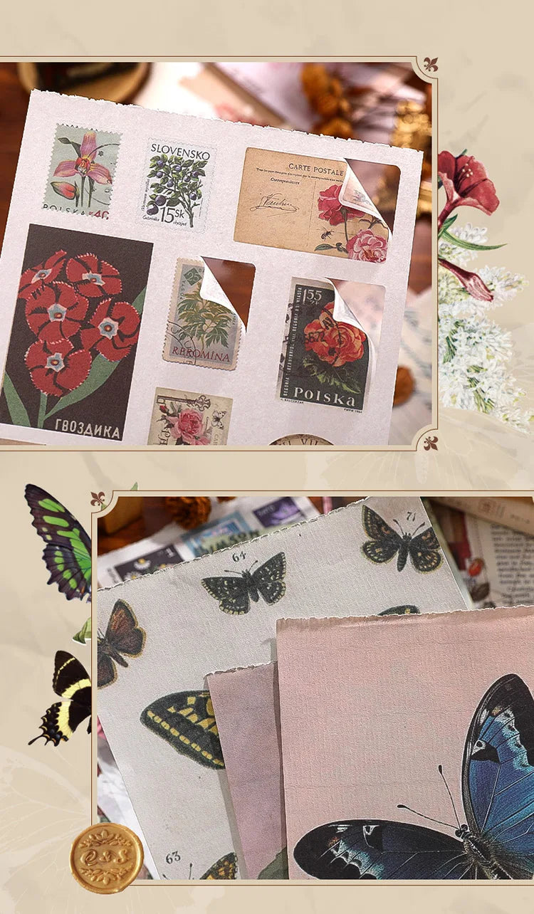 2 styles 50 pcs Vintage theme Collage stickers Scrapbooking Material handmade Diary Album  Junk Journal Supplies