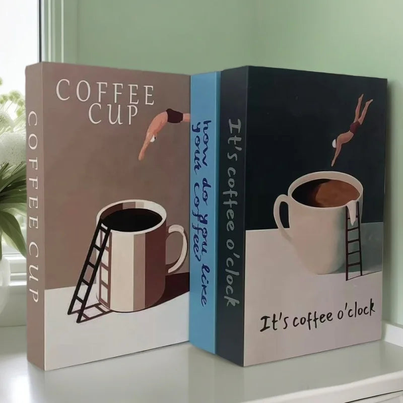 Coffee Cup Fake Books Decoration — Luxury Home Décor